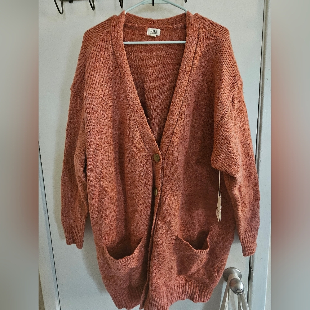a.n.a Warm Rust Cardigan Sweater - Picture 2 of 5
